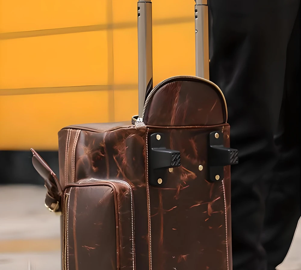 black leather carry on luggage